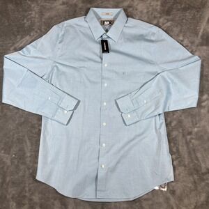 Express Button Up Mens Large Fitted 1MX Aqua Blue Shirt Office Casual Dress NWT